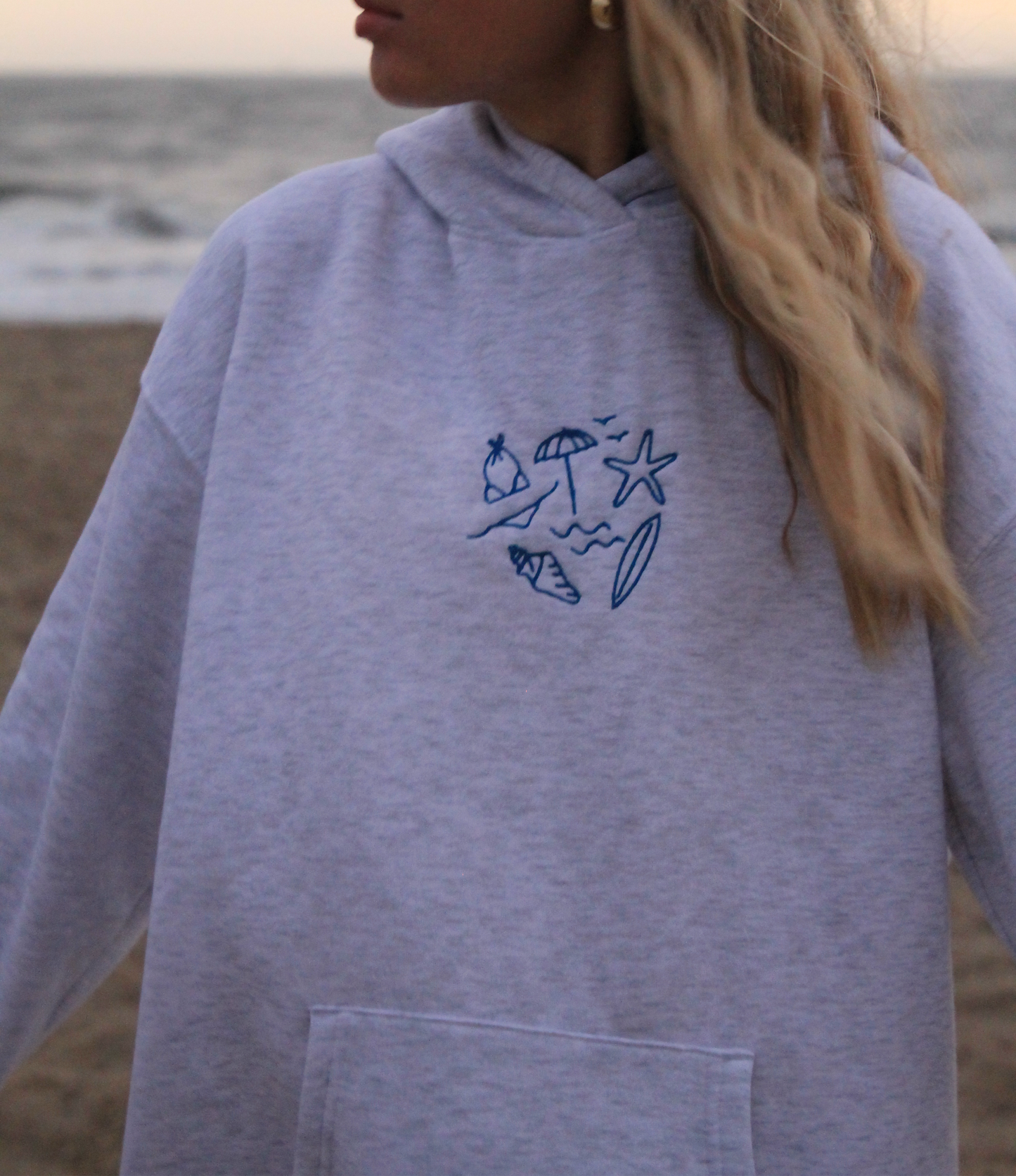 beach day embroidered hoodie