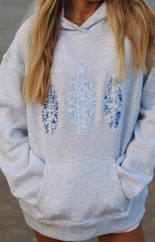 Blue Beachy Surfboard Hoodie