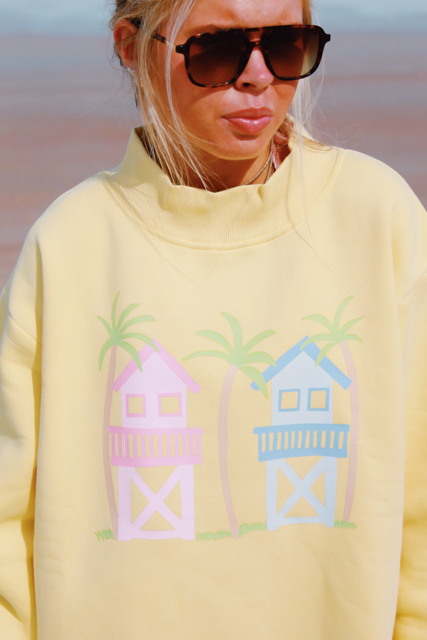Pastel Cabana Yellow Mockneck