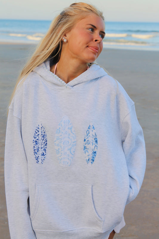 Blue Beachy Surfboard Hoodie