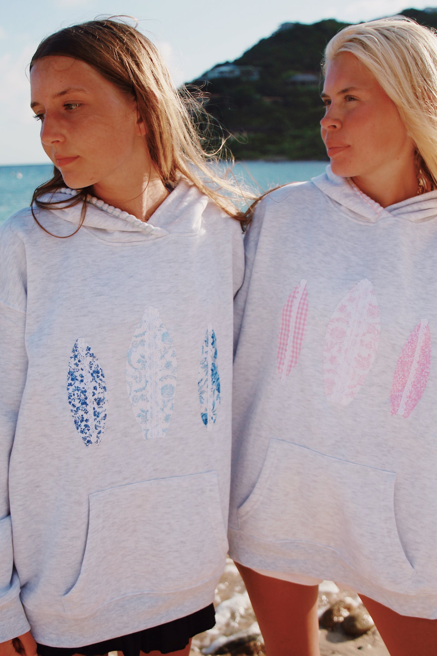 Blue Beachy Surfboard Hoodie