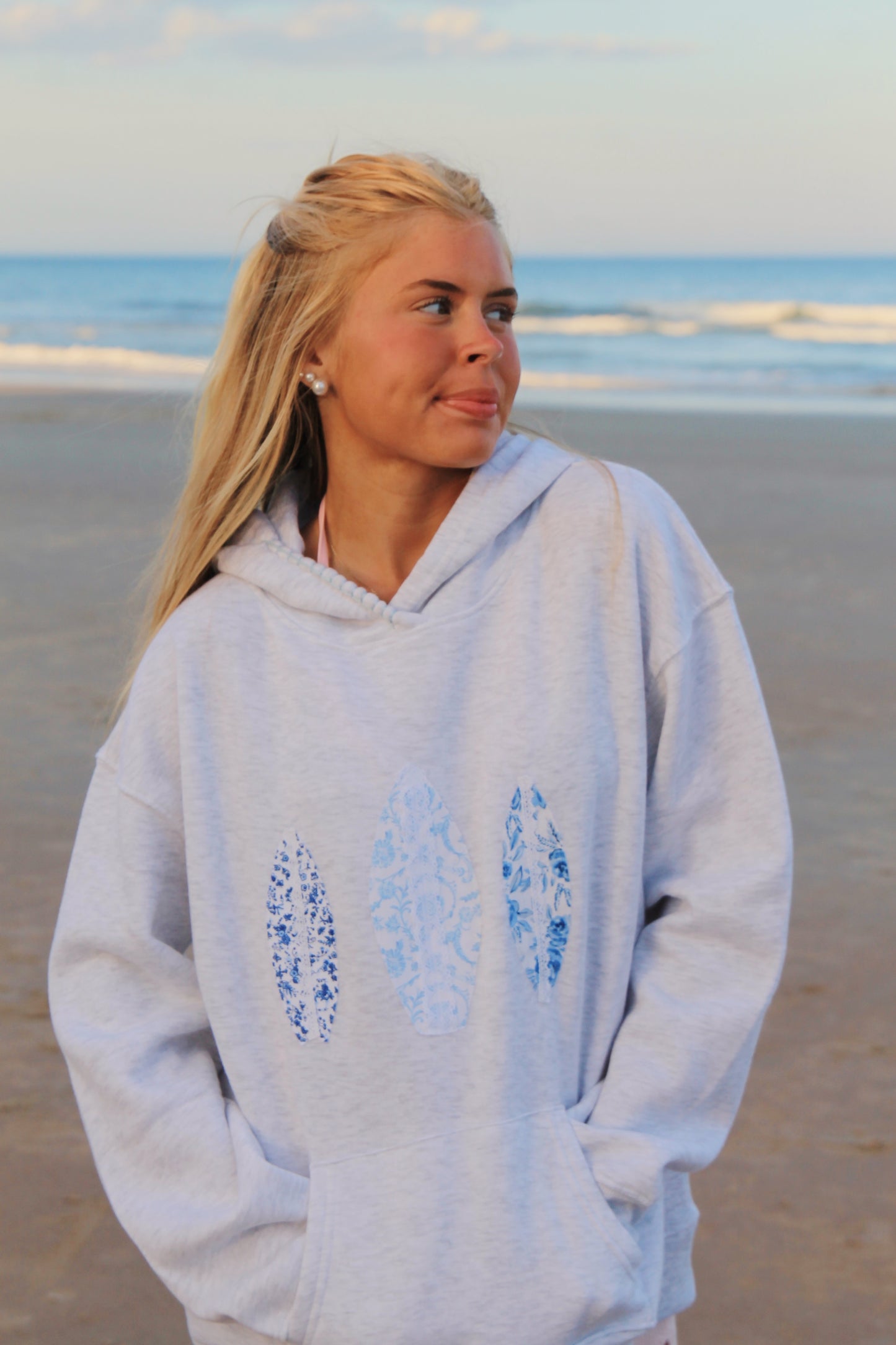 Blue Beachy Surfboard Hoodie