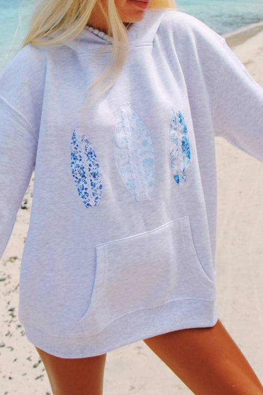 Blue Beachy Surfboard Hoodie