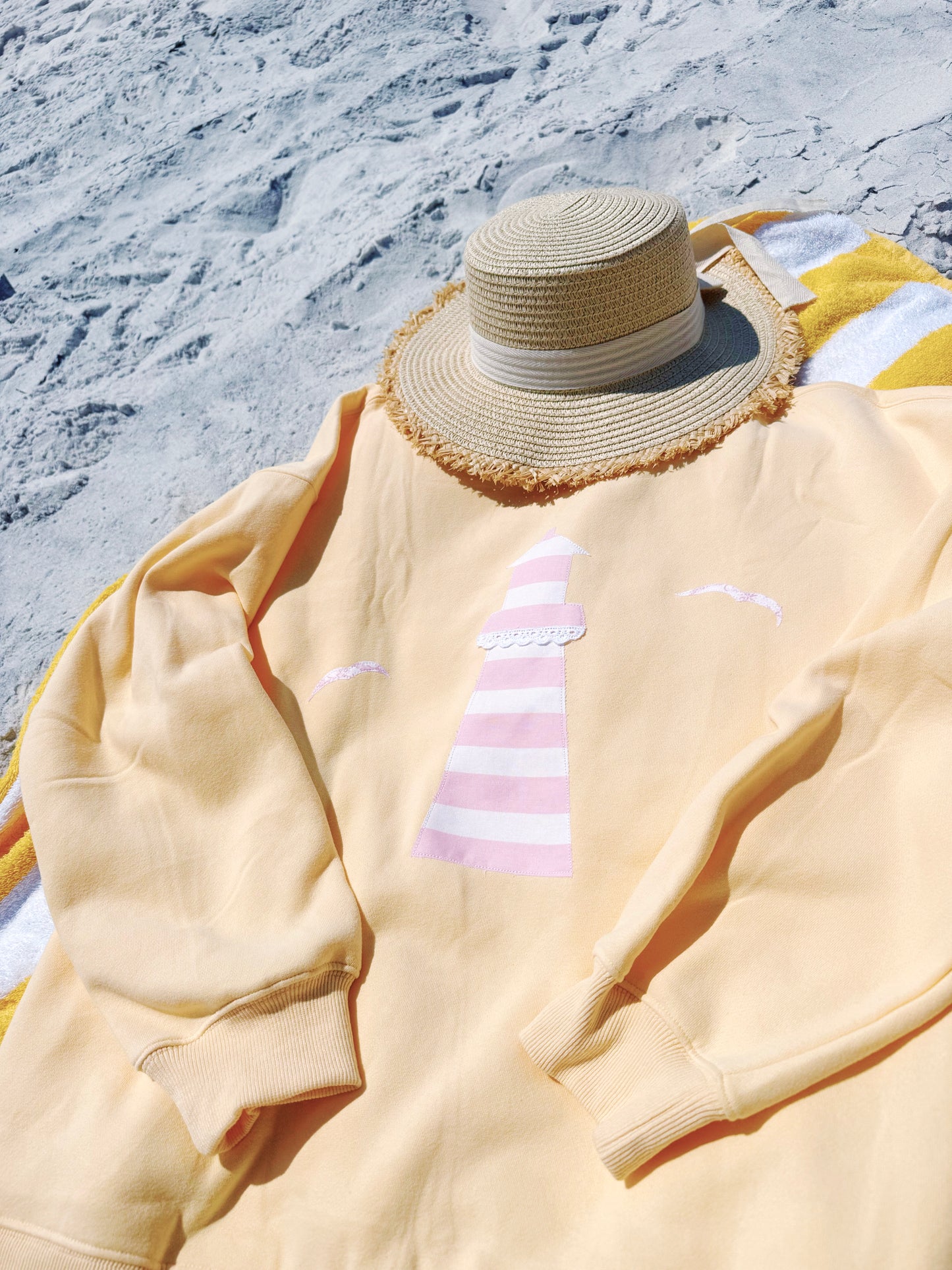 Sunset Lighthouse Yellow Mockneck