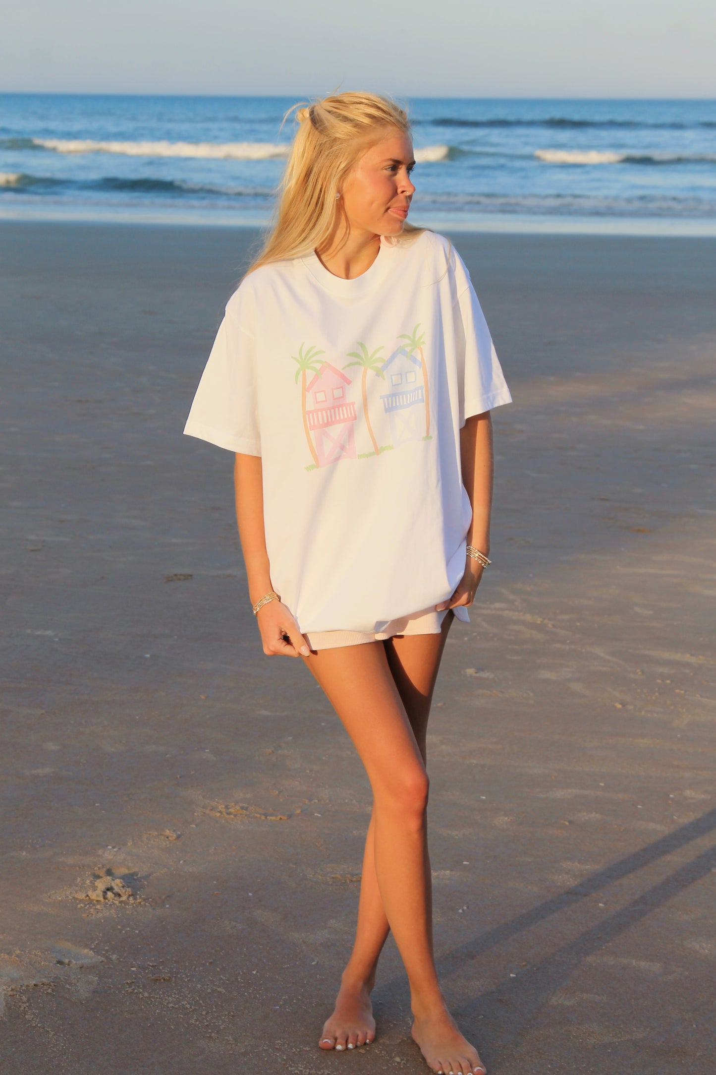 White Cabana Beach Graphic Tee