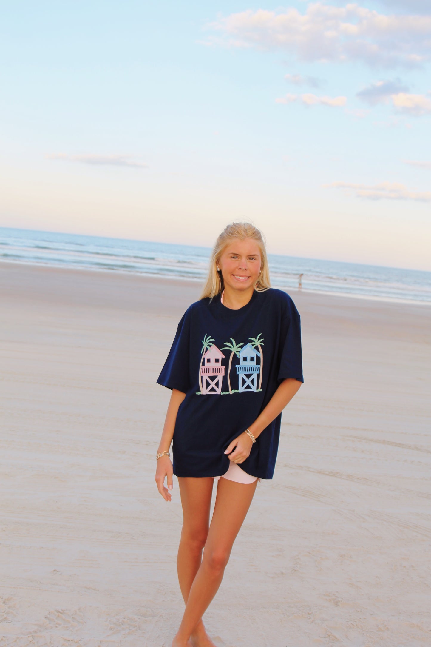 Navy Cabana Beach Graphic Tee