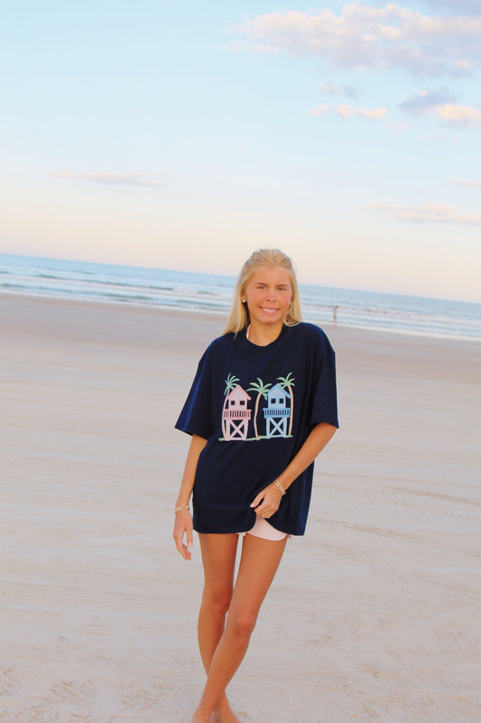 Navy Cabana Beach Graphic Tee