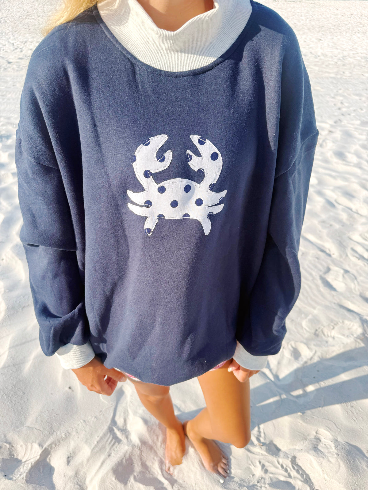 Navy Spotted Crab Mockneck