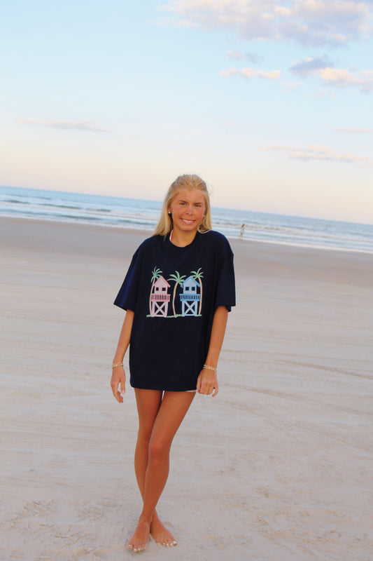 Navy Cabana Beach Graphic Tee