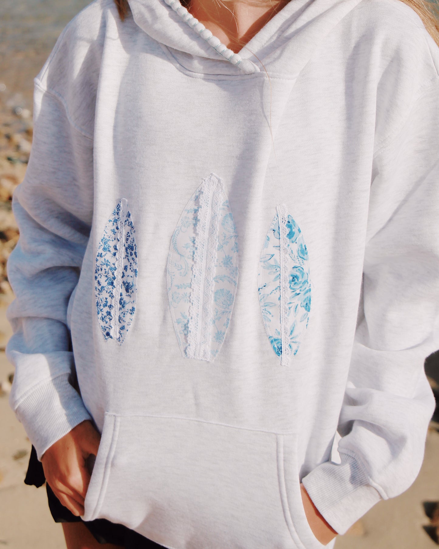 Blue Beachy Surfboard Hoodie